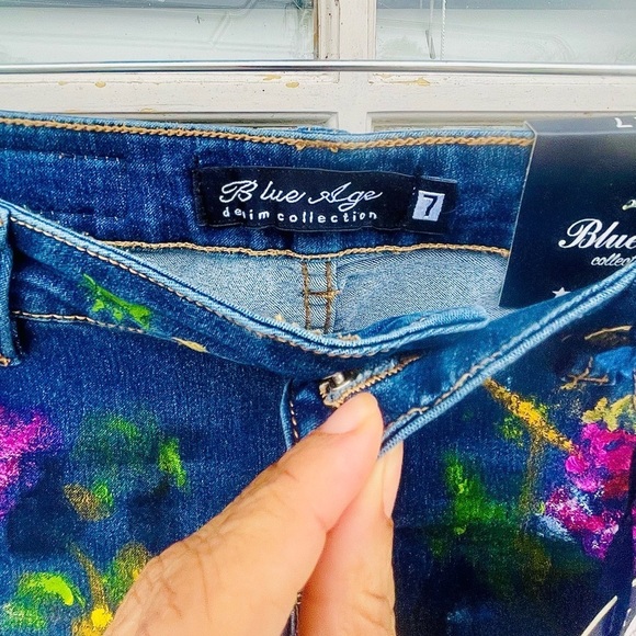 NWT! Blue Age Denim Collection Young Women Hand Painted Jeans Juniors 7 - Picture 7 of 10